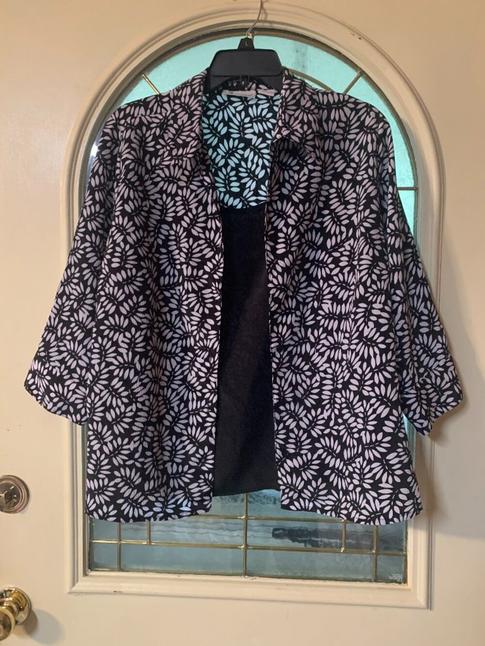 Women's  Black & White Print Blouse by Jeanna